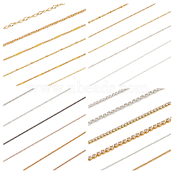 ANATTASOUL 4 Sets 4 Styles Alloy Fine Chain, Nail Art Decoration Accessories, Mixed Color, 253~400x1~2x0.5~2mm, 1 set/style(MRMJ-AN0001-03)