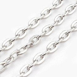 Iron Cable Chains, Unwelded, Flat Oval, Cadmium Free & Lead Free, Platinum Color, 7x5.1x1.2mm(X-CH-1.2PYSZ-N)