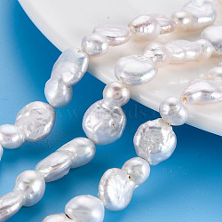 Natural Keshi Pearl Beads Strands, Cultured Freshwater Pearl, 8 Shape, Nuggets, Seashell Color, 16~21x10~12x4~10mm, Hole: 0.6mm, about 20~21pcs/strand, 15.35 inch(39cm)(PEAR-S018-01A)