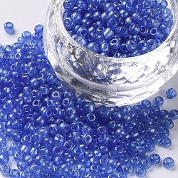 Glass Seed Beads, Trans. Colours Lustered, Round, Cornflower Blue, 3mm, Hole: 1mm, about 10000pcs/pound(SEED-A006-3mm-106)