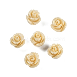 Synthetic Coral Carved Beads, Dyed, Flower, Half Drilled, Moccasin, 8x8mm, Hole: 1.4mm(CORA-C003-18H)