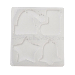 Christmas Collection Pendant Silicone Molds, Epoxy Resin Jewelry Making, White, 164x148x6mm, Hole: 3.8mm, Inner Diameter: 69~75x59~87mm(SIL-B074-04B)