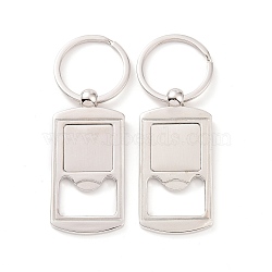 Rack Plating Zinc Alloy Keychain, with Iron Key 
Ring, Bottle Opener, Platinum, 8.8cm(KEYC-C052-01P)