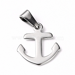 Tarnish Resistant 304 Stainless Steel Pendants, Anchor, Stainless Steel Color, 18x16x1mm, Hole: 8x3mm(STAS-I127-060P)