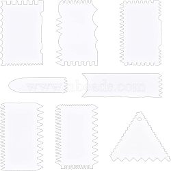 Nbeads Plastic Cake Spatulas, Wide Stripes Comb, Large Double Sided Cake Smoother Spatulas for Cake Decorating, White, 83~121x24~96x1~1.3mm(DIY-NB0006-43)