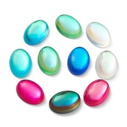 Glass Cabochons, Oval, Mixed Color, 25x18x8mm(GGLA-K004-18x25mm)