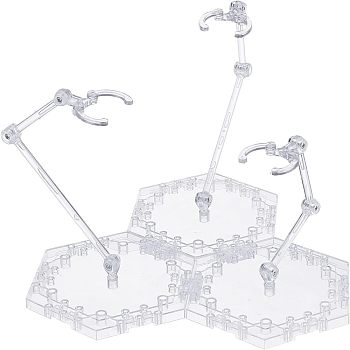 DIY Adjustable Action Figure Holder Display Stand Base Set, for HG1/144 Model, Clear, 100x115x8mm, 3pcs/set