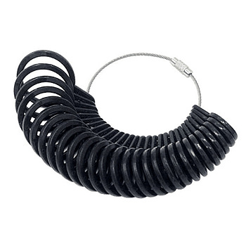 28Pcs US Size Plastic Finger Ring Measuring Tools Set, Black, 2.9~4x1.75~2.8x1.15~2.2cm
