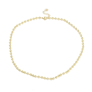 Rack Plating Brass Ball Chain Necklaces for Women, Long-Lasting Plated, Lead Free & Cadmium Free, Real 18K Gold Plated, 16.54 inch(42cm), bead: 4mm