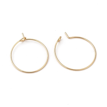 316L Surgical Stainless Steel Hoop Earring Findings, Wine Glass Charms Findings Ion Plating(IP), Real 18K Gold Plated, 25x0.8mm, 20 Gauge