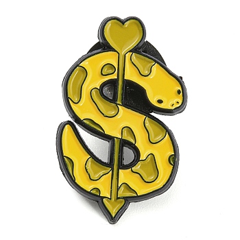Cartoon Style Enamel Pins, Black Alloy Badge for Backpack Clothes, Snake & Heart Arrow, 25x15x1mm