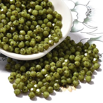 Baking Paint Glass Seed Beads, Bicone, Yellow Green, 4.5x4mm, Hole: 1.1mm, about 142pcs/10g