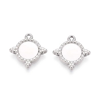 304 Stainless Steel Pendant Cabochon Settings, Star, Stainless Steel Color, Tray: 8mm, 15x14.5x2mm, Hole: 1.4mm