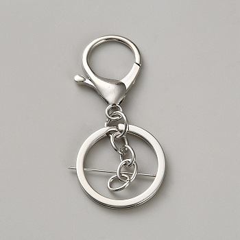 Alloy Keychain Clasps, Platinum, 66mm