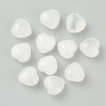 Natural Quartz Crystal Heart Love Stone, Pocket Palm Stone for Reiki Balancing, 14.5~15x14.5~15x9~9.5mm