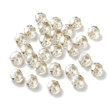 Electroplate Glass Beads, Pearl Luster Plated, Faceted, Rondelle, Wheat, 10x6mm, Hole: 1.5mm