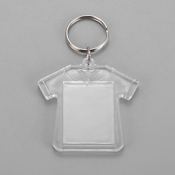 Acrylic Keychain, with Iron Split Key Rings, Clothes, Clear, 87mm, Pendants: 56.5x37x4mm