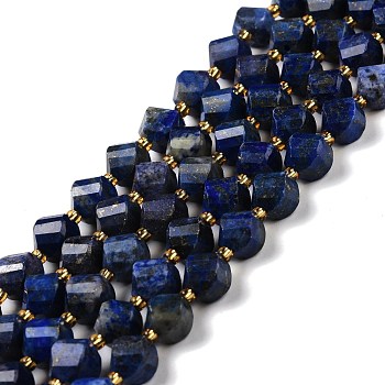 Natural Lapis Lazuli Beads Strands, Faceted, Twist, 9~10mm, Hole: 1mm, about 35pcs/strand, 15.55 inch(39.5cm)
