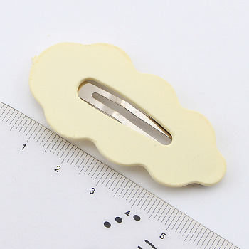 Cute Cream Color Leaf Shape Alloy Snap Hair Clips, Non-Slip Barrettes Hair Accessories for Girls, Women, Floral White, 54mm