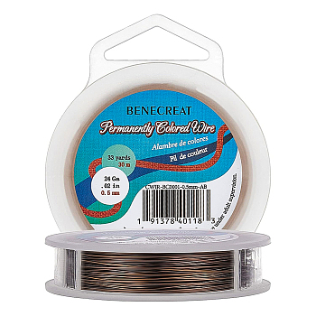 Round Craft Copper Wire, Antique Bronze, 0.5mm, 24 Gauge