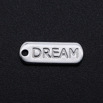 201 Stainless Steel Pendants, Inspirational Message Pendants, Oval with Word DREAM, Stainless Steel Color, 16x6x1mm, Hole: 1.2mm