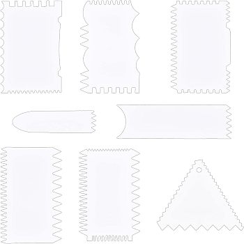 Nbeads Plastic Cake Spatulas, Wide Stripes Comb, Large Double Sided Cake Smoother Spatulas for Cake Decorating, White, 83~121x24~96x1~1.3mm