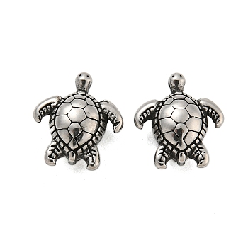 Animal 304 Stainless Steel Beads, Antique Silver, Turtle, 11x10x5.5mm, Hole: 2mm