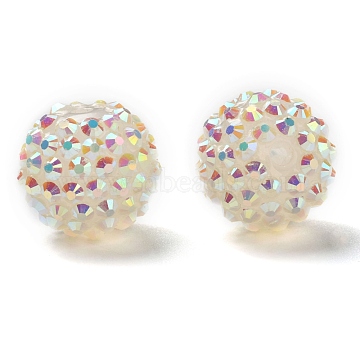 Resin Rhinestone Beads, DIY Material for Basketball Wives Earrings, Round, Clear, Size: about 18mm in diameter, hole: 2mm(RESI-A002-16)