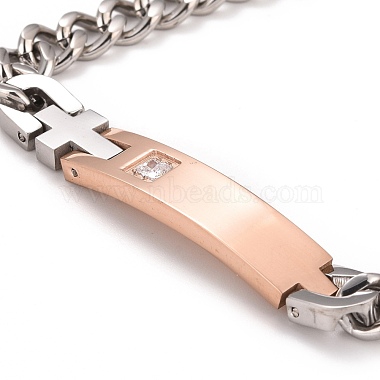 Crystal Rhinestone Rectangle & Cross Link Bracelet(STAS-E160-30RGP)-2
