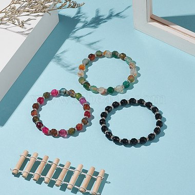 Ensembles de bracelets extensibles en perles d'agate naturelle teintée(BJEW-JB09180)-2