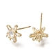 Brass Pave Cubic Zirconia Stud Earring Findings(CU-CBAE189-04G)-2