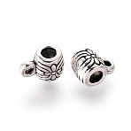 Tibetan Silver Hangers, Bail Beads, Lead Free & Nickel Free & Cadmium Free, Barrel, Antique Silver, about 6mm long, 6mm wide, Inner Diameter: 2.5mm, Hole: 1mm(AB698Y-NF)