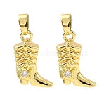 Brass Micro Pave Clear Cubic Zirconia Pendants, Boot Charms, Long-Lasting Plated, Real 18K Gold Plated, 15x11x8.5mm, Hole: 3.5x3mm(KK-A290-02G)