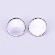 Stainless Steel Brooch Findings, Back Bar Findings, Flat Round, Stainless Steel Color, Tray: 20mm, 22x7mm, Pin: 0.5mm(STAS-WH0016-07P)
