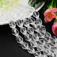 Faceted Polyhedron Imitation Austrian Crystal Bead Strands, Grade AAA, Clear, 9x6mm, Hole: 0.7~0.9mm, about 45pcs/strand, 15.7 inches(G-M190-9x6mm-01A)
