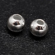 925 Sterling Silver Beads, Seamless Round Beads, Silver, 4mm, Hole: 1.3mm, about 204pcs/20g(STER-F012-01E)