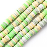 Handmade Polymer Clay Beads Strands, for DIY Jewelry Crafts Supplies, Heishi Beads, Disc/Flat Round, Spring Green, 6x0.5~1mm, Hole: 1.8mm, about 290~320pcs/strand, 15.75 inch~16.14 inch(40~41cm)(CLAY-R089-6mm-T02B-12)