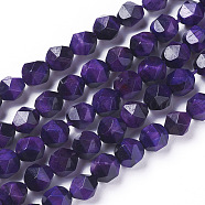 Natural Tiger Eye Beads Strands, Dyed & Heated, Faceted Star Cut Beads, Indigo, 6mm, Hole: 1mm, about 61pcs/strand, 15.2 inch~15.35 inch(38.5~39cm)(G-I217-A-01C)