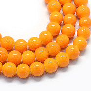 Baking Painted Glass Round Bead Strands, Orange, 10~10.5mm, Hole: 1.5mm, about 80~85pcs/strand, 31.4 inch(DGLA-Q020-10mm-12)