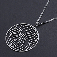 201 Stainless Steel Pendant Necklaces, with Cable Chains and Lobster Claw Clasps, Stainless Steel Color, 17.71 inch(45cm), 1.5mm(NJEW-S105-JN603-45-1)