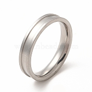 201 Stainless Steel Grooved Finger Ring Settings, Ring Core Blank, for Inlay Ring Jewelry Making, Stainless Steel Color, Inner Diameter: 18mm, Groove: 2.1mm(STAS-P323-11P)