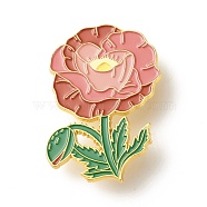 Peony Flower Enamel Pin, Dainty Flower Iron Enamel Brooch for Backpack Clothes, Golden, Salmon, 45x31x9.5mm(JEWB-C012-08C)