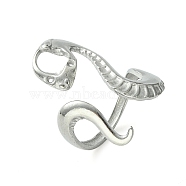 304 Stainless Steel Open Cuff Ring, Hollow Snake, Stainless Steel Color, US Size 7 1/4(17.5mm)(RJEW-L110-014P)