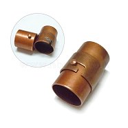 Brass Locking Tube Magnetic Clasps, Column, Red Copper, 19x12mm, Hole: 10mm(KK-Q090-R)