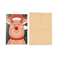 Rectangle Paper Greeting Card, with Envelope, Christmas Day Invitation Card, Deer, 150x105x1.5mm(AJEW-P123-B03)