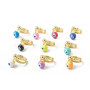 Enamel Round with Evil Eye Finger Rings, Real 18K Gold Plated Brass Wrap Style Ring for Women, Mixed Color, 5.5~19.5mm, Inner Diameter: 18mm(RJEW-A014-01G-M)