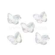 K9 Glass Cabochons, with Glitter Powder, Butterfly, White, 6.2x7.9x2.5mm(GGLA-Z003-04B-001JW)