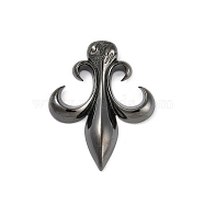 304 Stainless Steel Beads, Half Drilled, Fleur De Lis, Gunmetal, 30x24x5mm, Hole: 3mm(STAS-F310-28B)