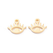 304 Stainless Steel Charms, Laser Cut, Eye, Golden, 8.5x9.5x1mm, Hole: 1.2mm(STAS-I151-03G)