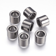 304 Stainless Steel Beads, Large Hole Beads, Column, Gunmetal, 10x8mm, Hole: 6.5mm(STAS-E144-027B)
